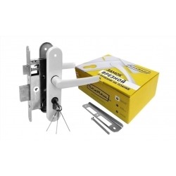 Замок врезной ЗВ 4-3.08 с ручками /Птимаш/ серебро